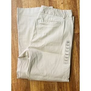 GH Bass & Co Pale Taupe Straight leg Stretch Pants Pockets Size 16 Short NWT